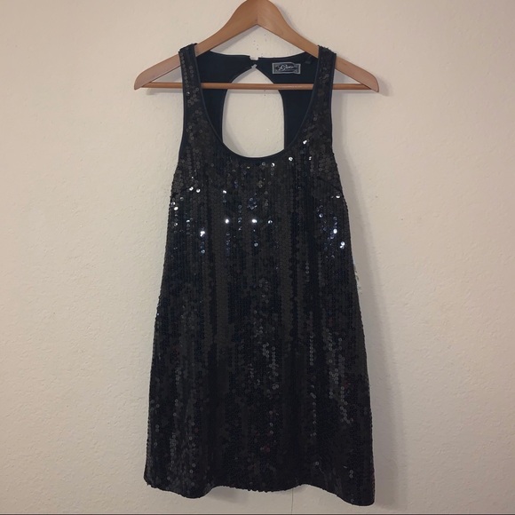 Guess Black Sequin Open Back Mini Dress NWT - Picture 3 of 10